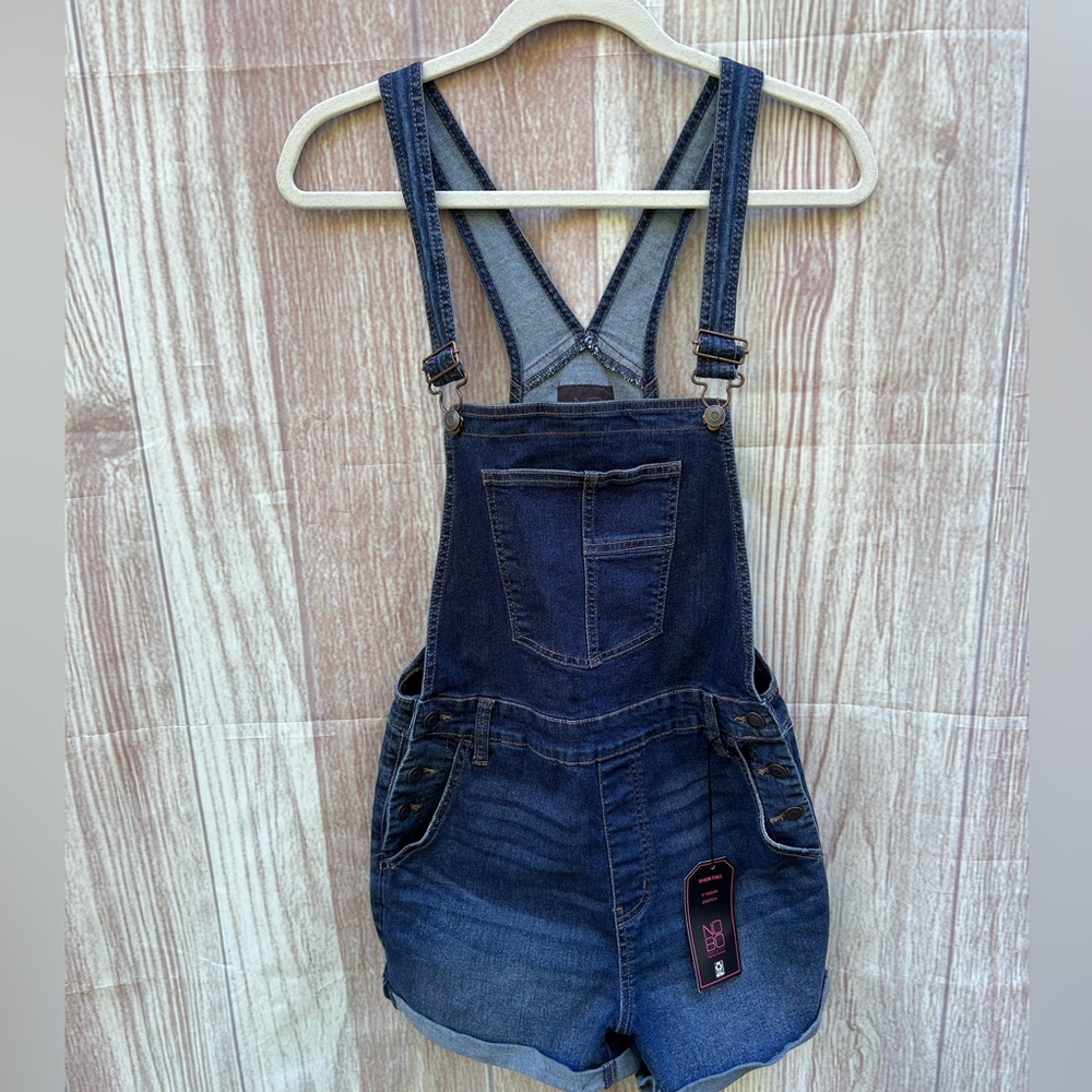 NWT No Boundaries vintage overall denim romper size M 7/9 Y2K deadstock